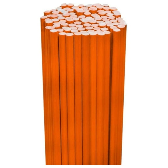 Driveway Markers 100 Pack - Safety Orange Rods Stakes 1/4" Diameter - Snow Plowing, Parking Lot & Curb Marking - Heavy Duty Reflective Visibility