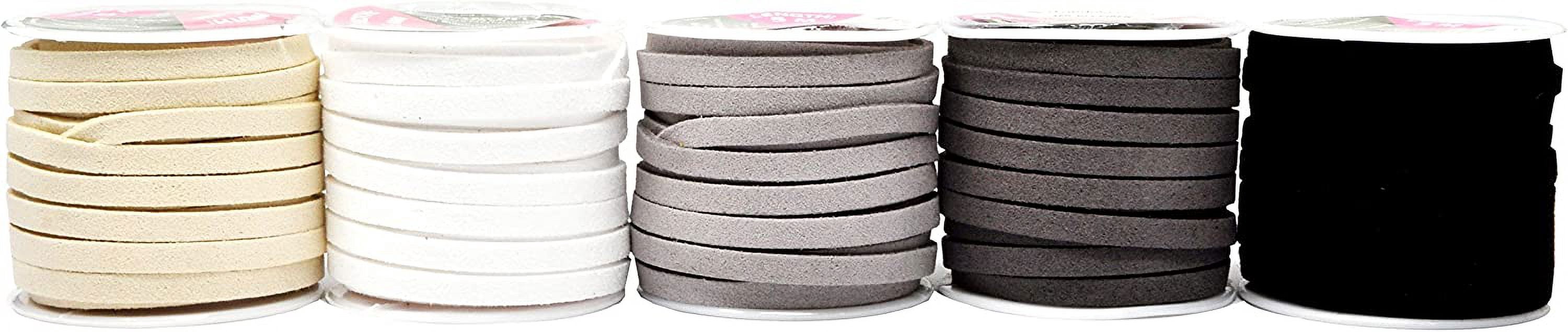 Mandala Crafts 138 Yards 5mm Assorted Faux Suede Cord - Flat Vegan Leather Cord for Jewelry Making Beading - Leather String Cord Leather Lace for Necklace Bracelet 25 Assorted Color