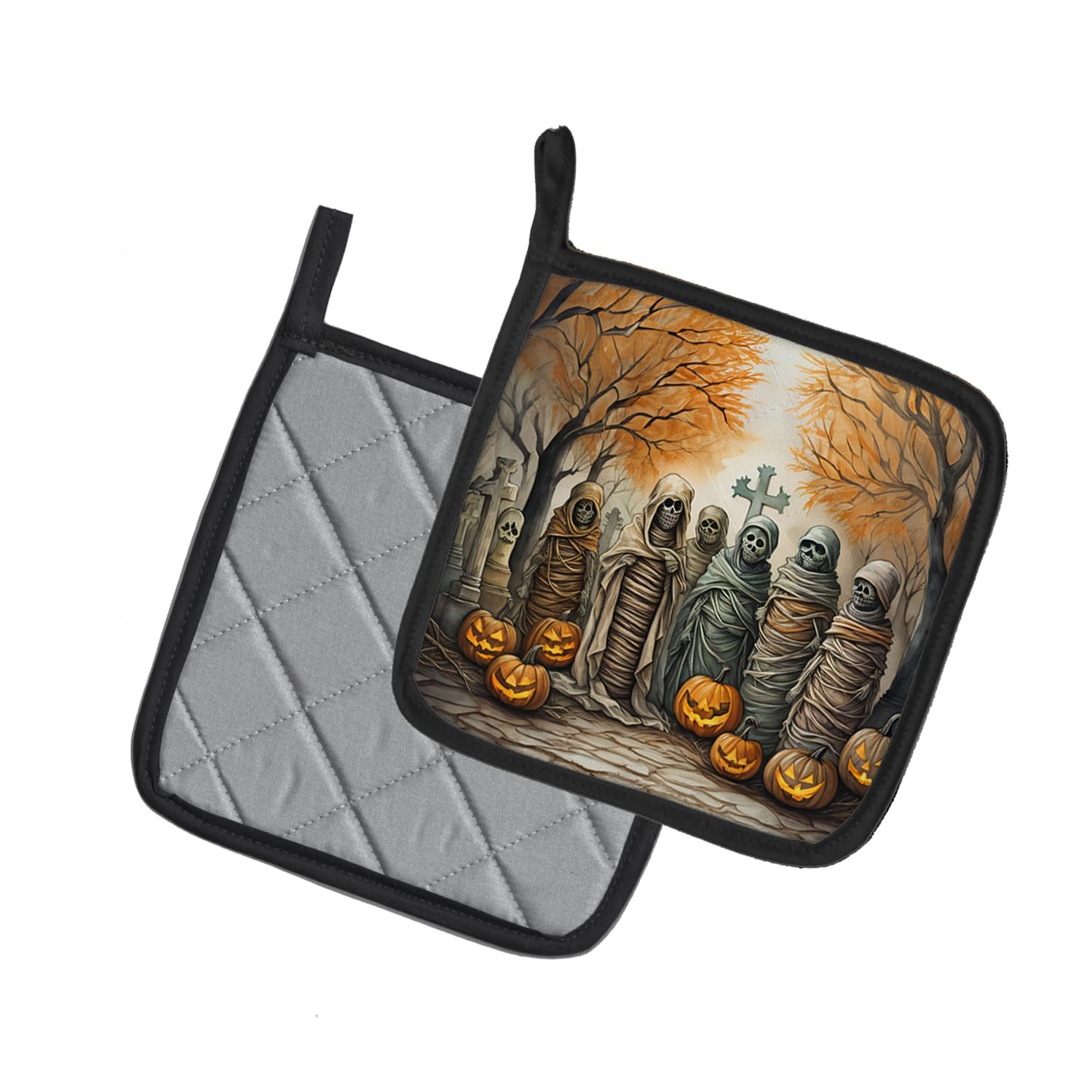 Mummies Spooky Halloween Pair of Pot Holders