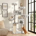 thumbnail image 5 of Merrland 65.7" Large Cat Tree Tower Condo for Cats with 2 Scratching Ramps, Hammock & Scratching Posts, White & Black Spot, 5 of 8