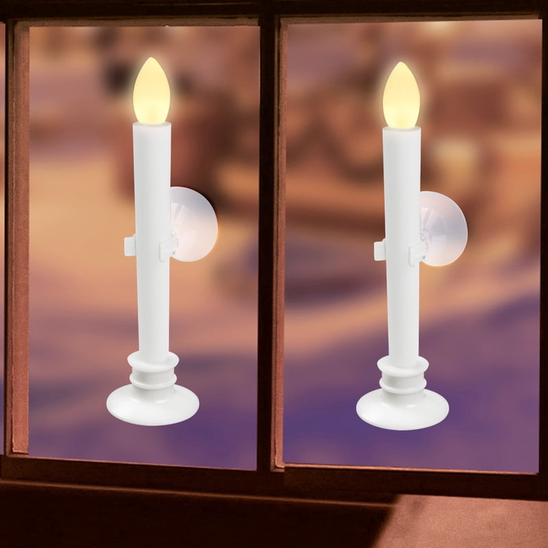 2pcs Remote Controlled Flameless Taper Candles with Automatic Timer and Suction Cups, Flickering Battery LED Candles for Year-Round Home Decor, Christmas Wedding Centerpiece