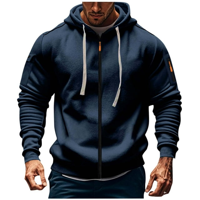 Chbgutlmr Zip up Hoodies for Men Sweatshirts Drawstring Comfy Long Sleeve Athletic Running Jackets Fall