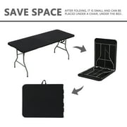 HONGGE 6ft Folding Table, Black Portable Plastic Table for Parties, Camping, Events & Outdoor Gatherings