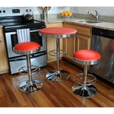 AmeriHome 3 Piece Retro Red Soda Shop Bistro Bar Table with 2 Red ...