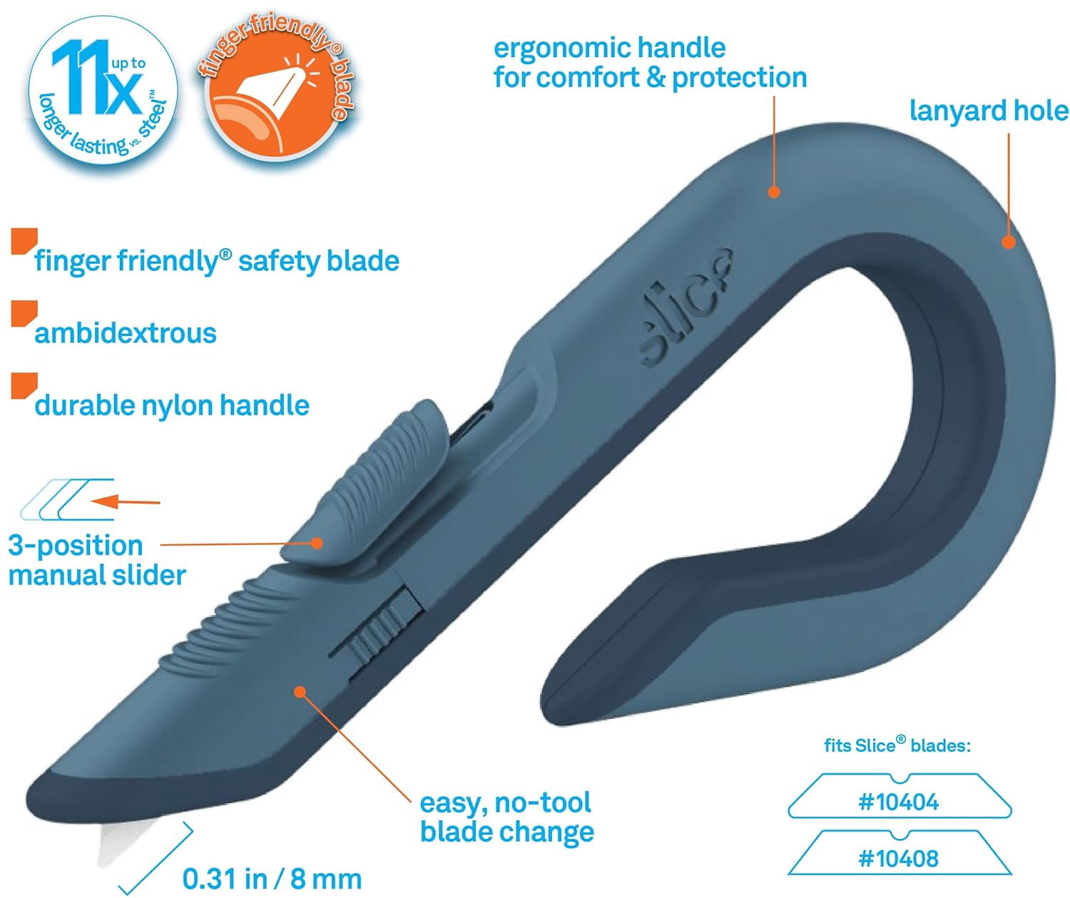 Box Cutter, Heavy Duty Utility Knife, Safe Ceramic Blade Lasting 11x Longer than Metal, Slate, 1 Pack