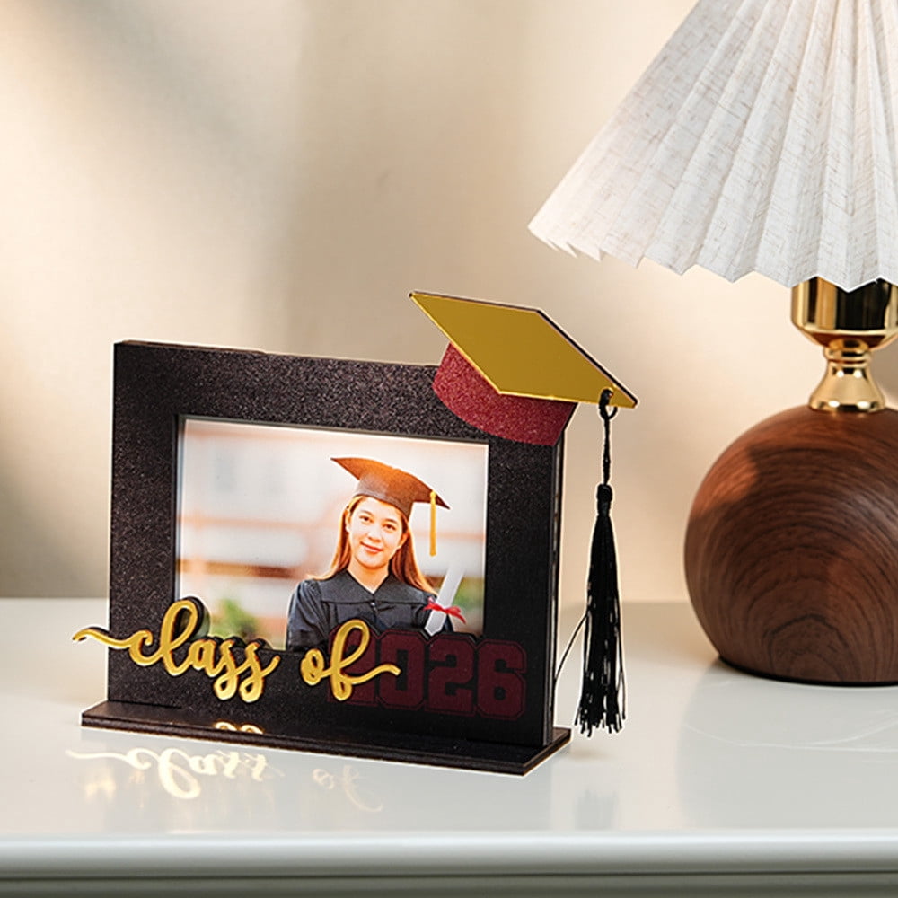 Fufafayo 2026 Graduation Photo Frame, Bachelor Cap Tassel Keepsake, Wooden Desktop Ornament For College High Study Graduation Decor, Tabletop Display For Senior Party Gifts