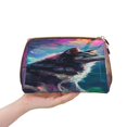 thumbnail image 5 of Bingfone Colorful Plant Wolf Print Leather Makeup Bag, Portable Hand-held Zipper Female Cosmetic Bag Toiletry Bag, Suitable for Home and Travel, 5 of 6
