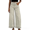 thumbnail image 3 of WGRFFH Barrel Jeans Women,High Waisted Baggy Jeans,2026 Wide Leg Jeans,Ankle Denim Pants with Vertical Seams,Y2k Patchwork Baggy Boyfriend Denim Pants,Ruffled Hem Fall Long Trousers Beige, 3 of 7