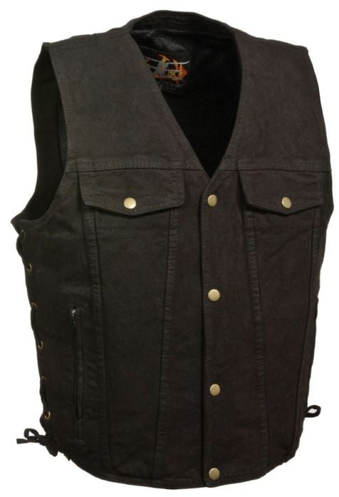 Photo 1 of Milwaukee Leather Men's Side Lace Denim Vest W/Chest Pockets Black (XX-Large)
