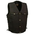 thumbnail image 1 of Milwaukee Leather Men's Side Lace Denim Vest w/  Chest Pockets  Black, 1 of 2