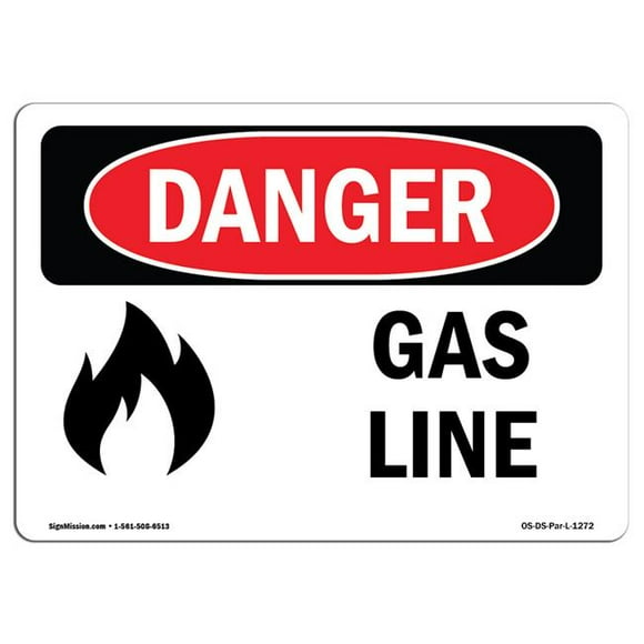 SignMission OS-DS-D-1014-L-1272 OSHA Danger Sign - Gas Line