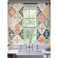 thumbnail image 2 of Retro Morocco Sheer Curtains 63 Inch Length 2 Panels Set, Colorful Rustic Abstract Shabby Texture Voile Window Treatment Rod Pocket Curtains Sheers Drapes for Bedroom/Living Room/Kitchen 52x"63"x2, 2 of 7