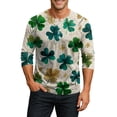thumbnail image 2 of Men's St. Patrick's Day Shamrock Henley Shirt 3/4 Sleeve Casual Clover Print Top, 2 of 4