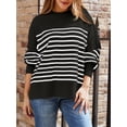 thumbnail image 2 of ORUYROP Women's Crewneck Batwing Long Sleeve Sweater 2023 Fall Oversized Ribbed Knit Side Slit Pullover Top, 2 of 6