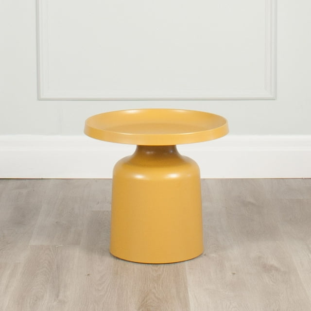 Klay Minimalist Metal Pedestal Side Table, 20-inch Diameter
