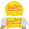 thumbnail image 5 of Unique Bargains 1 Pc Silicone Letter Print Swim Cap Yellow, 5 of 6
