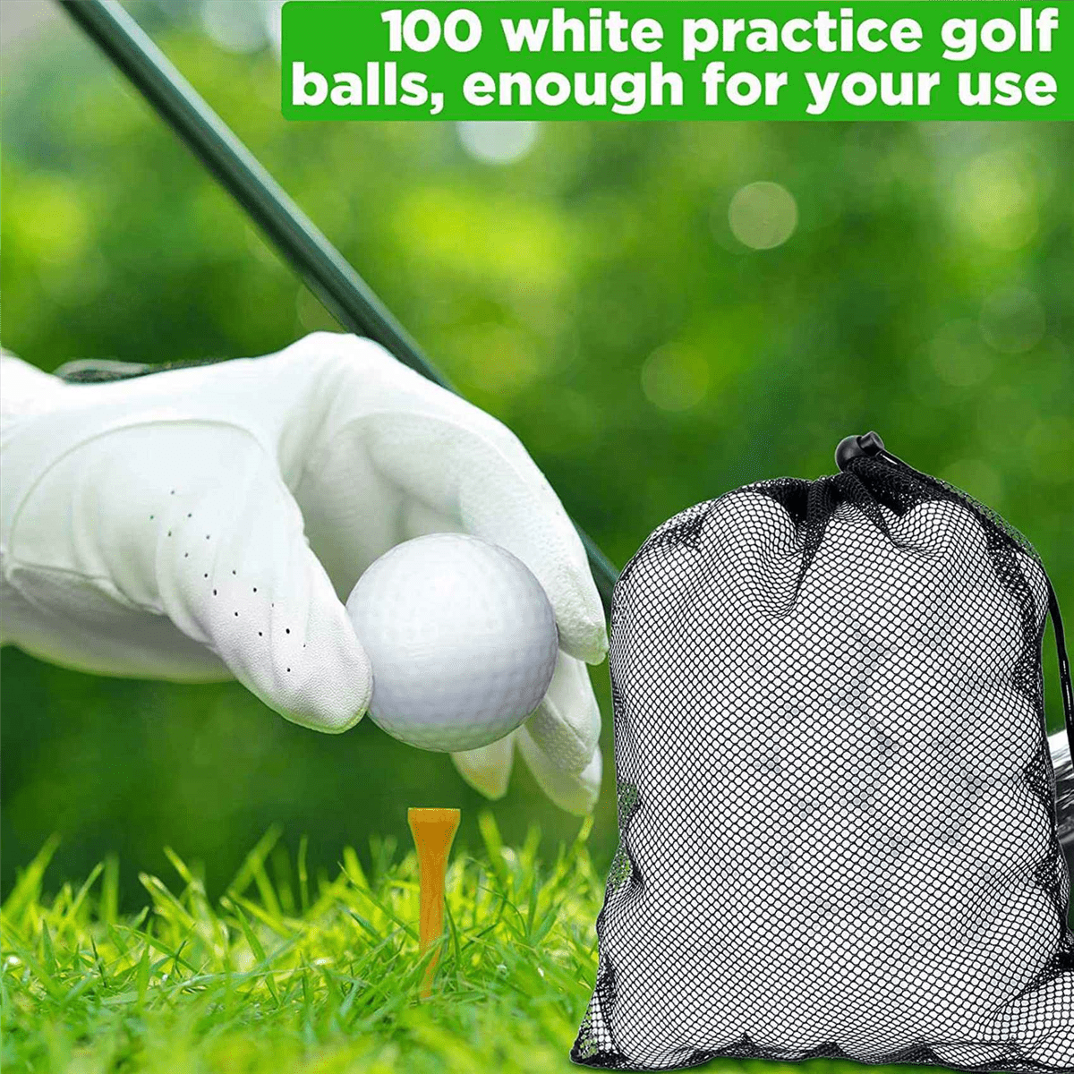 200 Pcs Golf Practice Hollow Golf Training Golf Balls with Mesh Drawstring Storage Bags for Training