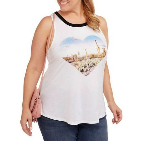 Women's Plus Heart Desert Graphic Tank Top