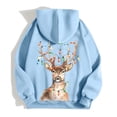 thumbnail image 4 of WEAIXIMIUNG Sweat à Capuche Zippé pour Femmes Mode Imprimé Cerf Leaping Manches Longues Poche Cordon Décontracté Sport, 4 of 6