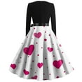 thumbnail image 3 of Fgvctg Valentine's Day Dresses for Women Dinner Vintage Cocktail Dress 1950s Cute Heart Print Crewneck Dress Plus Size Date Night Romantic Long Sleeve Clothing Soft Outfit Pink S, 3 of 3