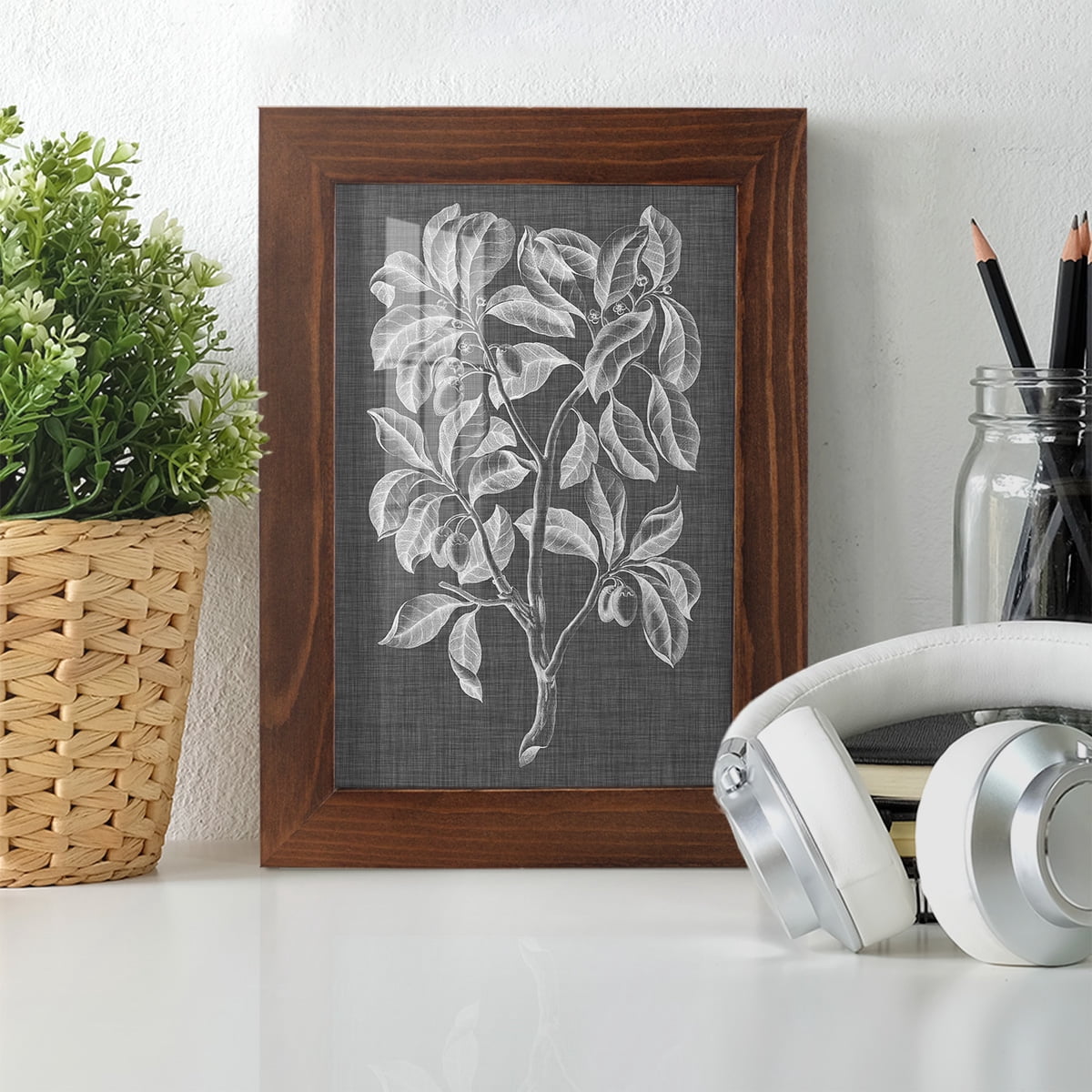 Graphic Foliage I - Framed Print w/glass - Chestnut