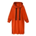 thumbnail image 4 of BODOAO Women's Oversized Casual Pullover Long Sleeve Split Hem Drawstring Hoodies Dress with Kangaroo Pocket Sweatshirt Dress Knee Length Long Pullover Tops Split Fall Winter Plush Sweater Rd2 L, 4 of 8