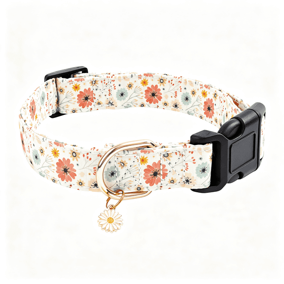 GASTROPOD Cotton Designer Dogs Collar Cute Flower Dog Collars for Girl Female Small Medium Large Dogs with Flower Charms S Cute Small Dog Collar