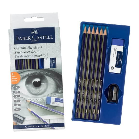 Faber-Castell Graphite Sketch Set | Back to School Essentials | 6 Graphite Drawing Pencils and Art Supplies for Beginners