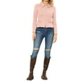 thumbnail image 2 of INSPIRE CHIC Women's Turn Down Collar Zip Up Faux Suede Motorcycle Short Jacket S Pink, 2 of 5