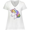 thumbnail image 3 of Inktastic Cute Rainbow Unicorn Women's Plus Size V-Neck T-Shirt, 3 of 5