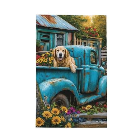 

Matuu Vintage Pickup Sunflower Dog for Waffle Kitchen Towel Dish Towels Hand Towels for Kitchen 16 X 26 Inches