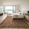 thumbnail image 3 of ODIKA 9'x12' Washable Area Rug Bedside Shaped Way Motif Curling Botanical Vintage Hallways Entry for Great Room, Indoor Concept, Large Living Low Pile, Flatwoven, 3 of 7