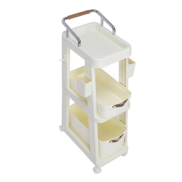 Carro de Almacenamiento Delgado de 3 Niveles Redas, Organizador de Carro de Baña, Estantería Móvil, Carro Utilitario Rodante, Estantería Móvil, Carro Rodante de Baño,