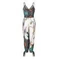 thumbnail image 3 of Seyurigaoka Women Sexy Jumpsuit Printed Pattern Deep V-neck Sleeveless Overalls, 3 of 8
