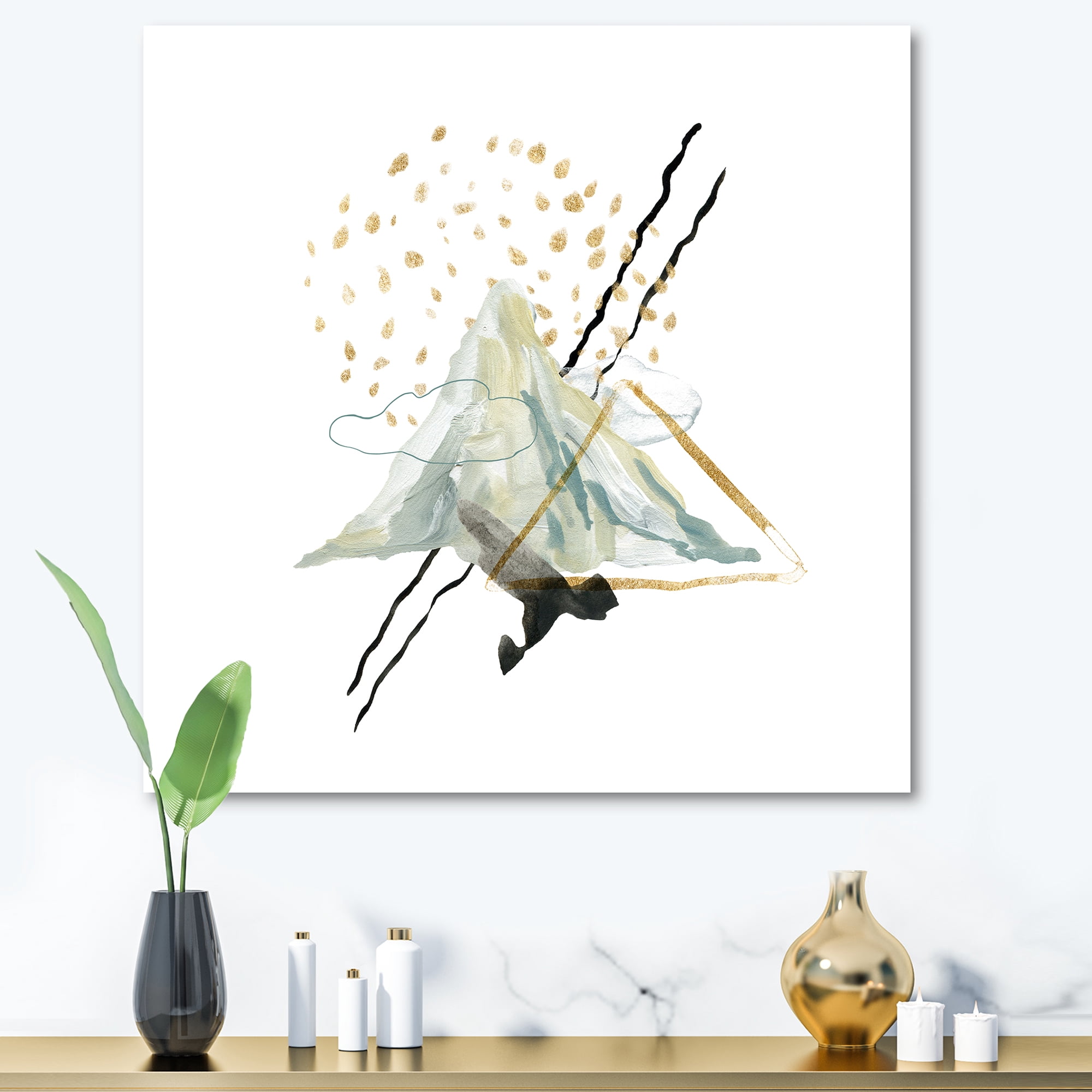Mountain Sky With Gouache Of Abstract Landscape 30 in x 30 in Painting Canvas Art Print, by Designart