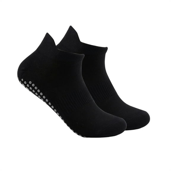 Avrnliq Unisex Black Non-Slip Ankle Socks - Low Cut with Silicone Grip, Breathable Knit, One Size Fits Most for Yoga, Home & Daily Wear,Size Free Size