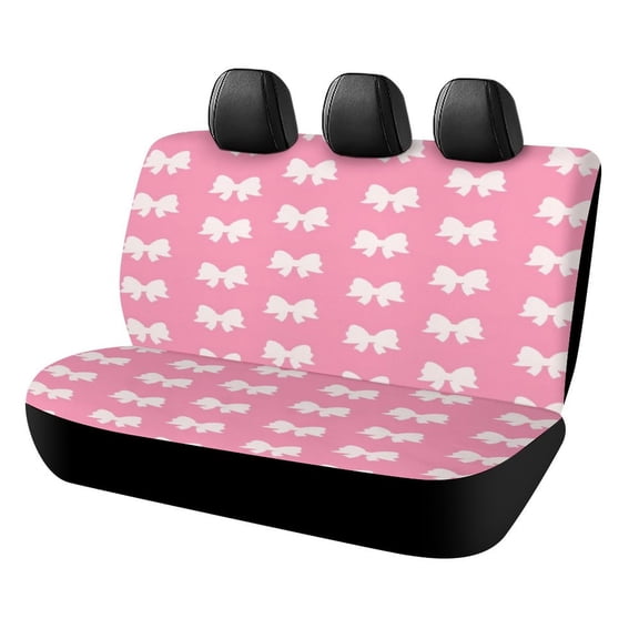 Pink Bow Pattern Car Rear Seat Covers Back Elastic Flexible Car Seat Covers Decorative Fits Most Cars, SUVs, Trucks And Vans