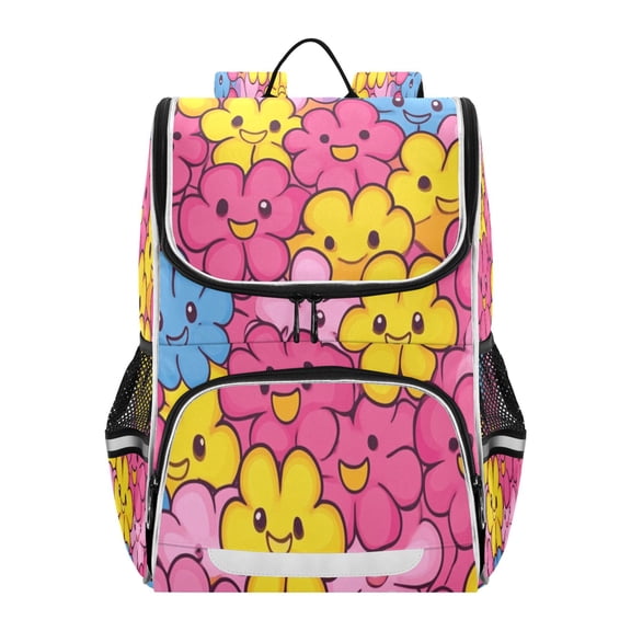 YAZAOO School Backpack Travel Bag Bookbags Bookbags Joyful Floral Faces Pattern