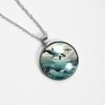 thumbnail image 4 of Whale Elegant Glass Circular Pendant Necklace Jewelry, 4 of 5