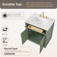 thumbnail image 6 of Ivy 30" Wood Vanity Set in Vintage Green and Carrara White Marble Top No Mirror, 6 of 14