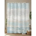 thumbnail image 4 of Blue Beige Farmhouse Standard Shower Curtain Set, Waterproof Shower Curtains for Bathroom, Vintage Wooden Striped Washable Fabric Cloth Bath Curtain for Bathtub Decoration with Hooks 72x72 Inches, 4 of 6