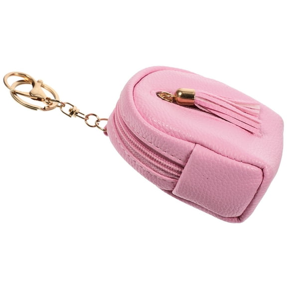 Raindrops  Key Zip Bag Coin Purse Keychain Wallet for Women Mini Gift Bags Child Pink