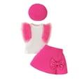 thumbnail image 2 of SJLDQY Toddler Outfits for Girls for Sleeveless Ribbed Tops T Shirt Bowknot Skirts Hat Set Hot Pink 2-3 Years, 2 of 7