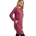thumbnail image 2 of Women's Long Sleeve Pullover Sweatshirt Dress, BURGUNDY, L, 2 of 5