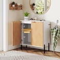 thumbnail image 4 of Cabinet with Storage, Kitchen Sideboard with Shelf, Modern Credenza for Living Room, Small Accent Cabinet with Doors for Dining Room, 14.5" D x 27.5" W x 31" H (1, White & Natural), 4 of 7