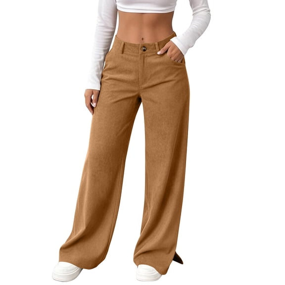 YYDGH Womens Corduroy Pants Baggy Elastic High Waisted Wide Leg Trousers Casual Comfy Lounge Palazzo Pants with Pockets