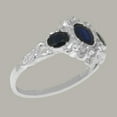 thumbnail image 3 of LBG English Made 10k White Gold Natural Sapphire & Cubic Zirconia Womens Promise Ring - Size 9.5, 3 of 5