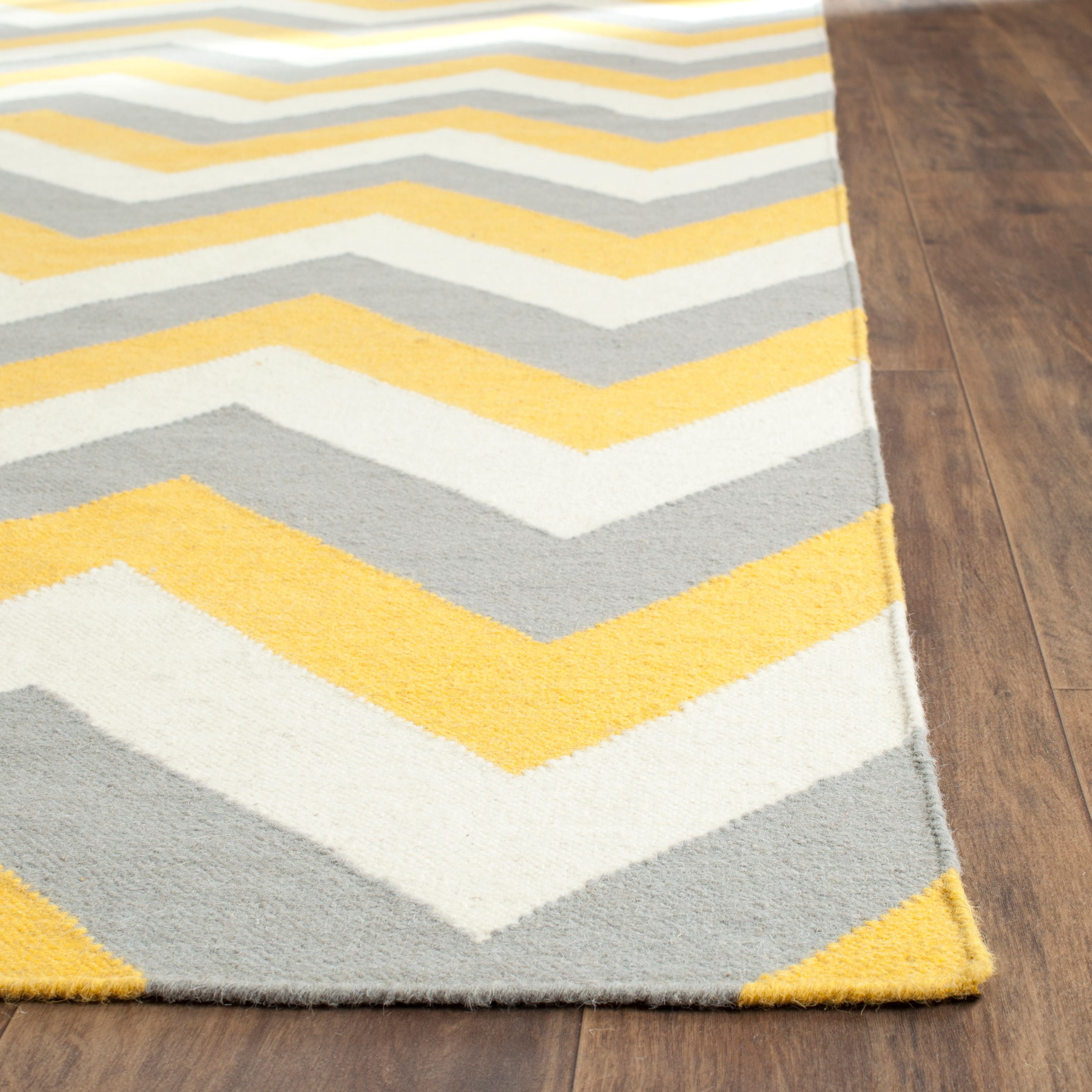 SAFAVIEH Dhurries Wenona Geometric Area Rug, Gold/Grey, 4' x 6'