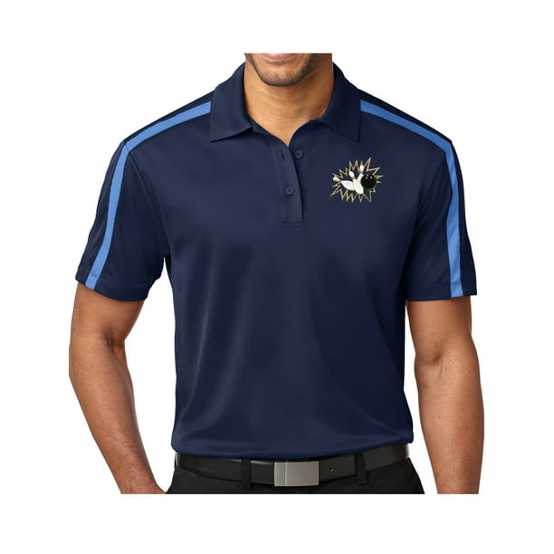 Buy Cool Shirts - Mens Bowling Pins Crashing Premium Polo Shirt - Navy ...
