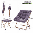 thumbnail image 2 of Magshion Cozy Chair with Ottoman, Modern Comfy Folding Lounge Saucer Chair Moon Chair with Footrest Footstool for Living Room Bedroom, Purple, 2 of 10